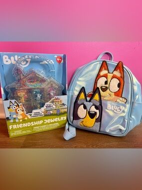 Bluey kids backpack and friendship jewelry craft bundle NWT